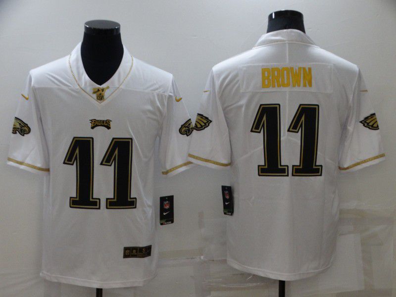 Men Philadelphia Eagles #11 Brown White Gold 2022 Nike Limited Vapor Untouchable NFL Jersey->philadelphia eagles->NFL Jersey